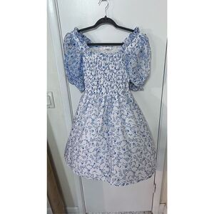 RILEY & RAE WOMENS PRINTED FIT & FLARE DRESS PULL ON BLUE FLORAL NEW SIZE XS